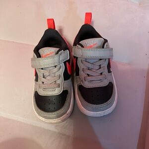 Grey, navy blue and orange